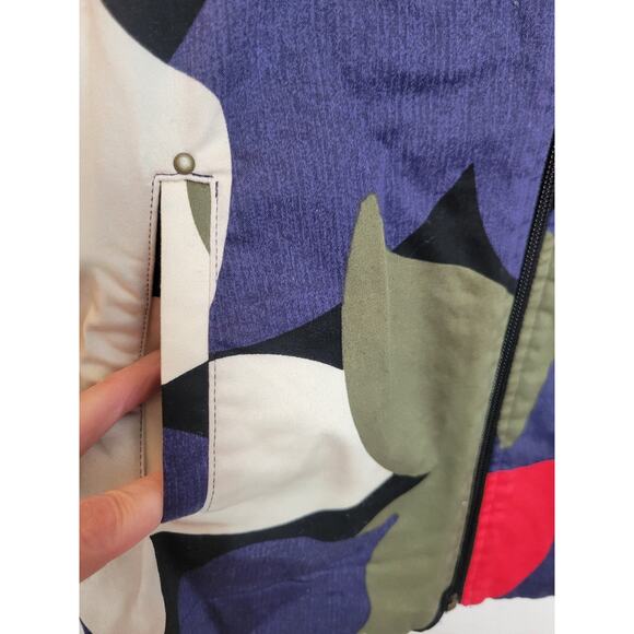 Multiples Red Floral Zip Front Relaxed Long Sleeve Jacket Women's Size Medium - Picture 6 of 12